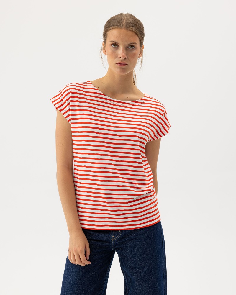 Ellen Capsleeve Off White/Bright Red