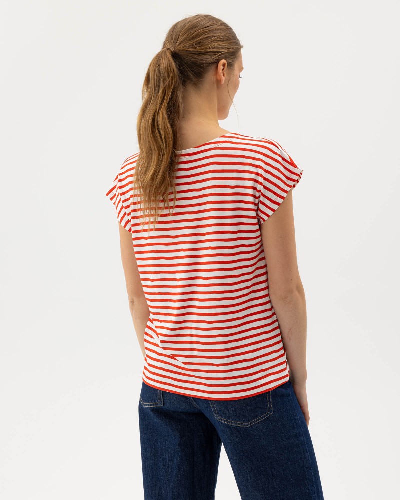 Ellen Capsleeve Off White/Bright Red