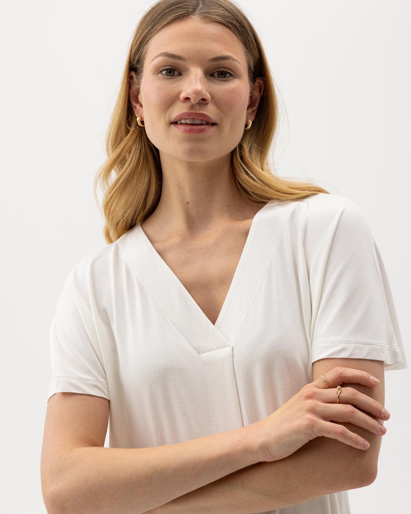 Ellen V-neck Top Off White