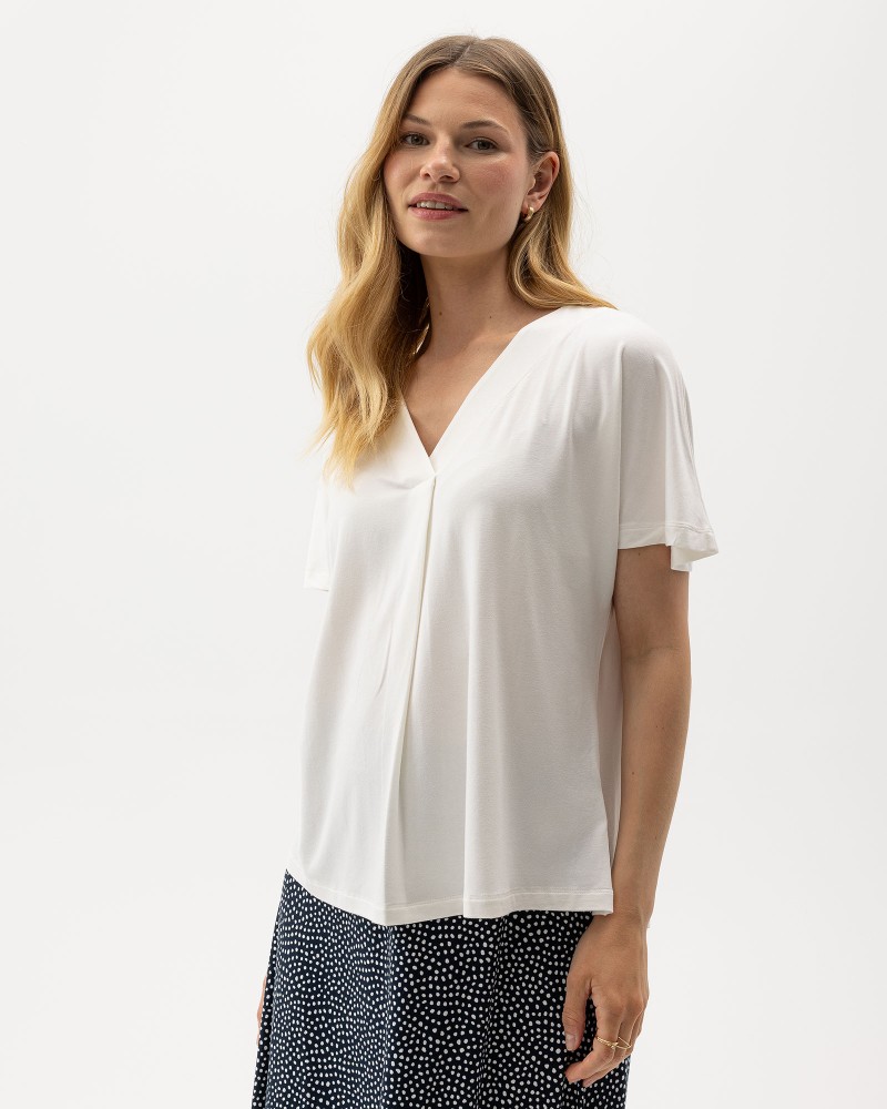 Ellen V-neck Top Off White