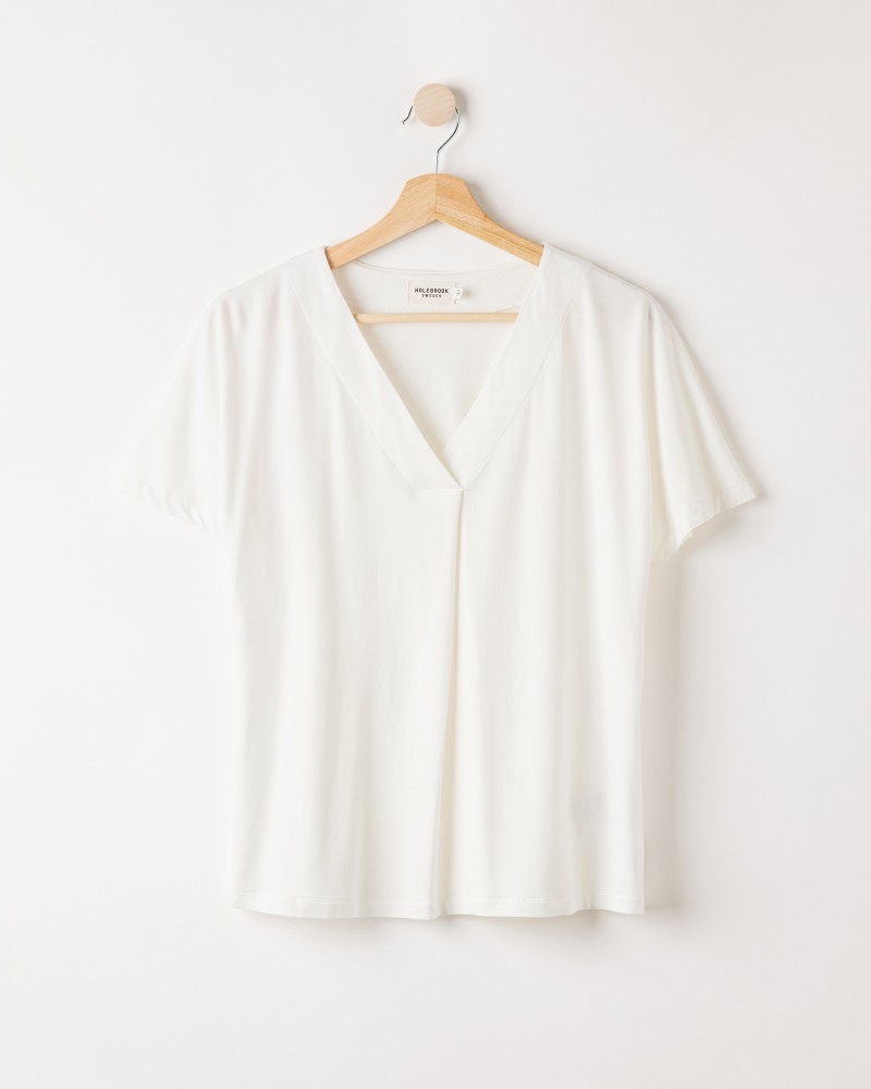 Ellen V-neck Top Off White