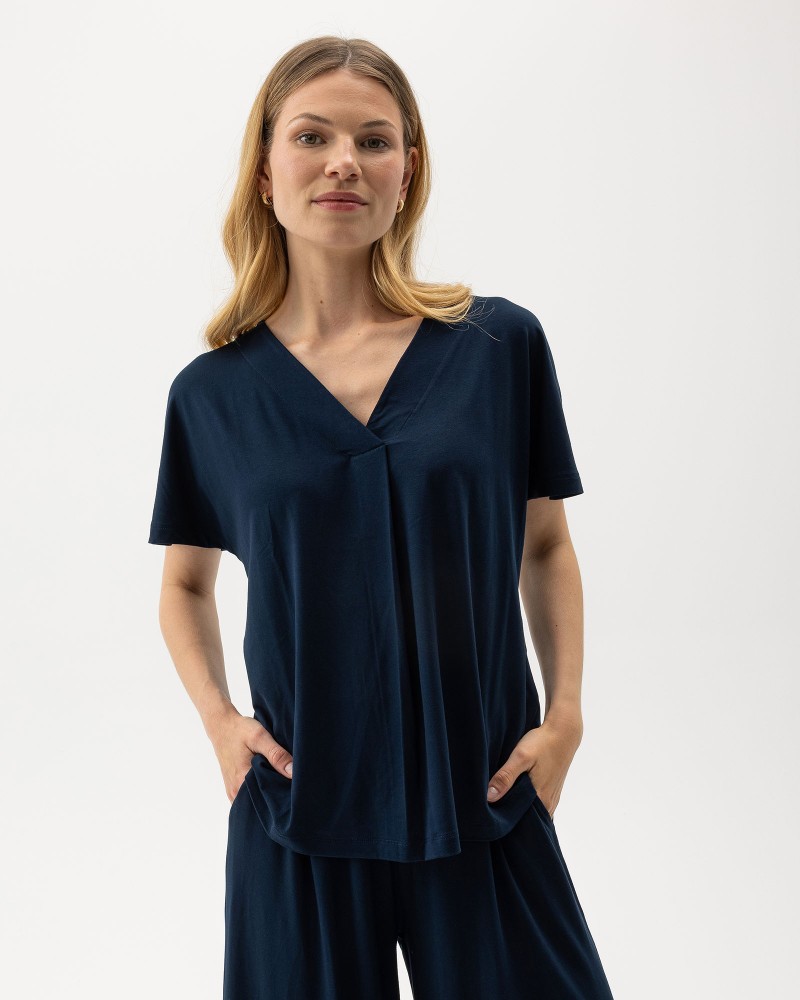 Ellen V-neck Top Navy