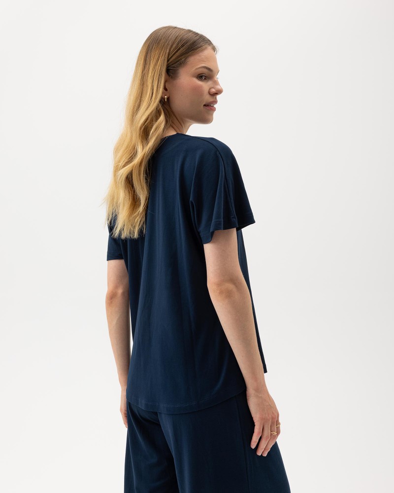 Ellen V-neck Top Navy