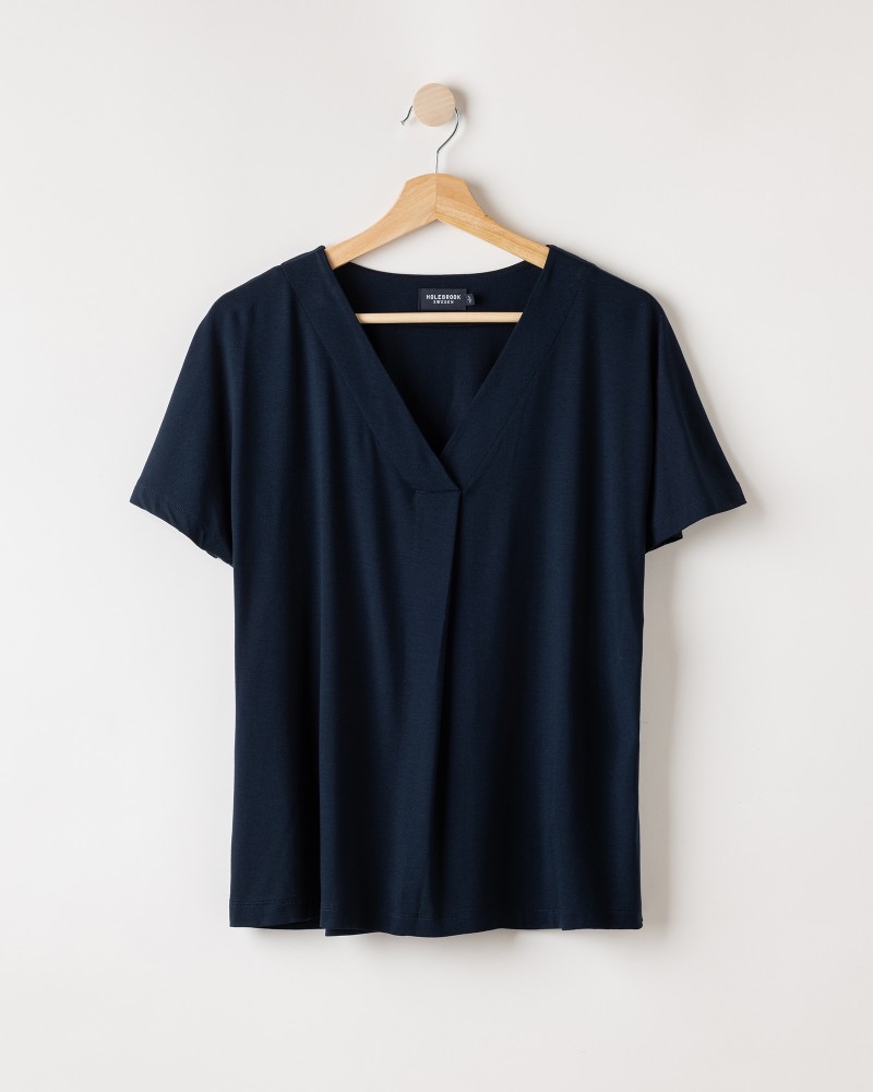 Ellen V-neck Top Navy