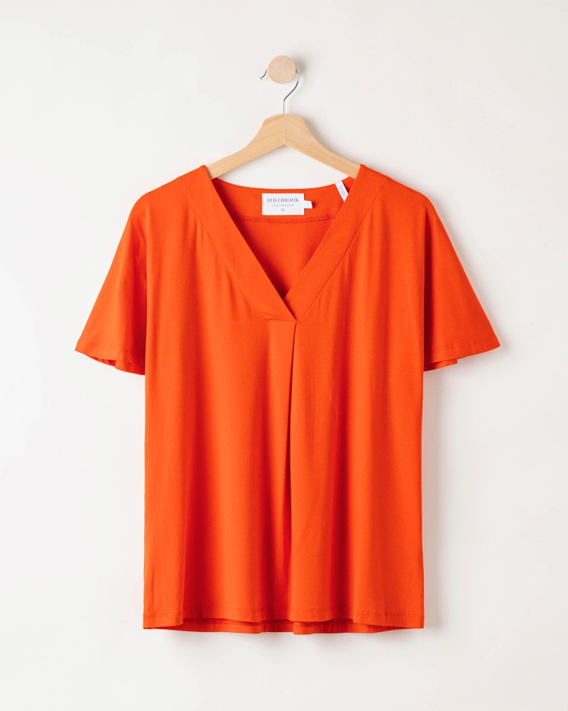 Ellen V-neck Top Bright Red