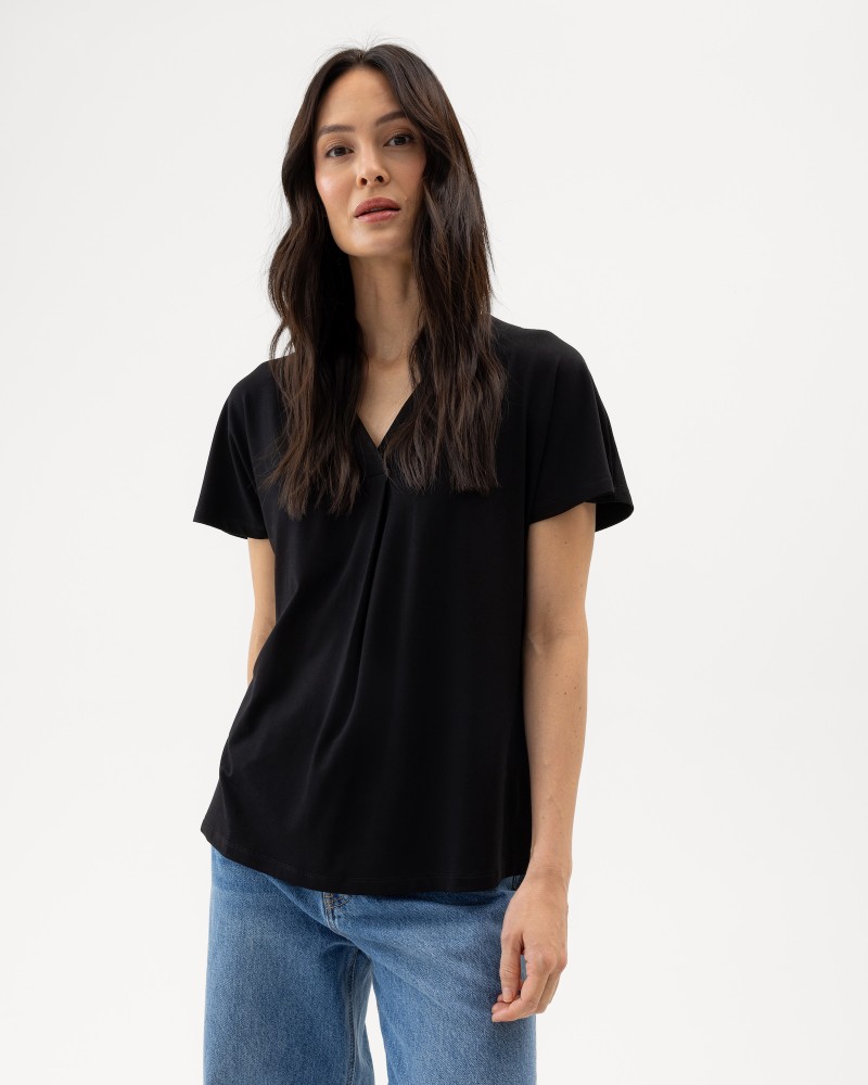 Ellen V-neck Top Black
