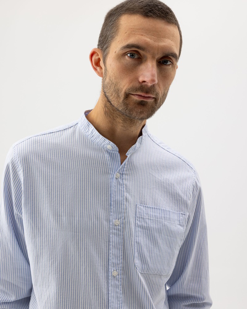 Jan Collarless Shirt Jan Collarless Shirt Light Blue/White