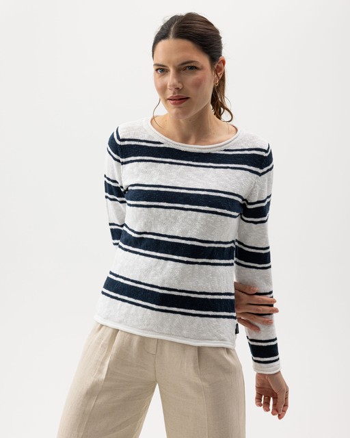 Juni Boatneck White/Navy