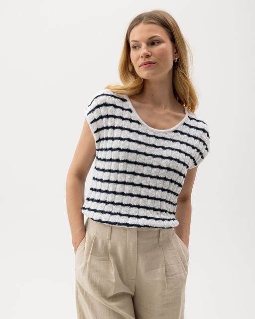 Juni Capsleeve White/Navy
