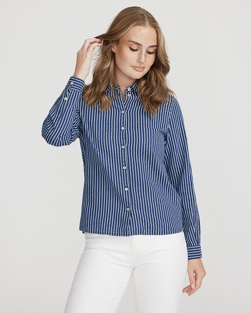 Lilly Shirt Navy/White (narrow stripe)