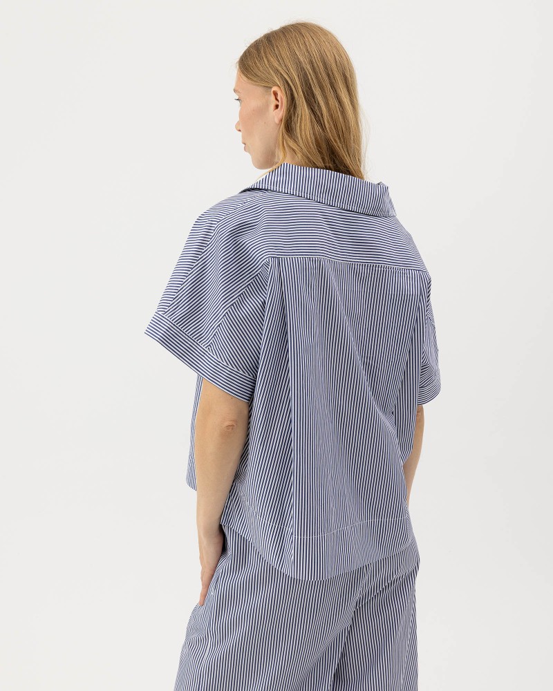 Marie Pop Over Top Navy/White