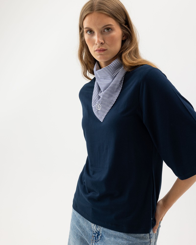 Marie Scarf Navy/White