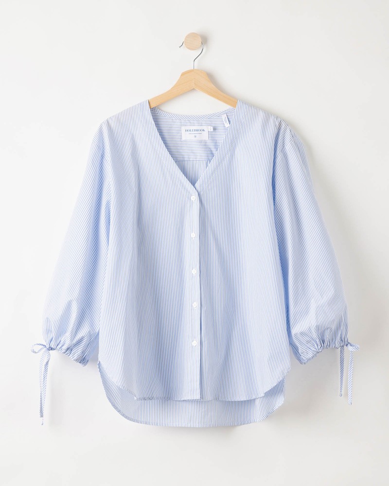 Marie Shirt White/Light Blue