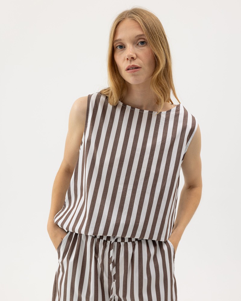 Marie Top Dark Brown/White