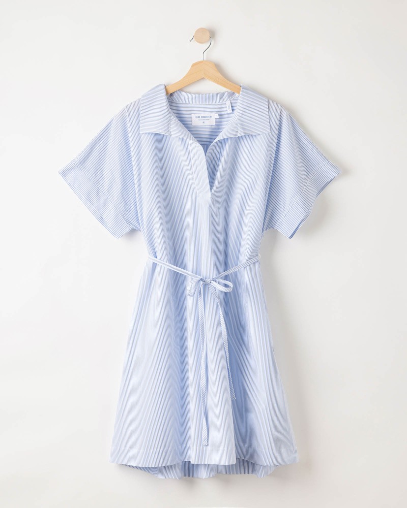 Marie Tunic Dress White/Light Blue