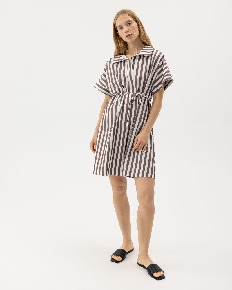 Marie Tunic Dress Dark Brown/White