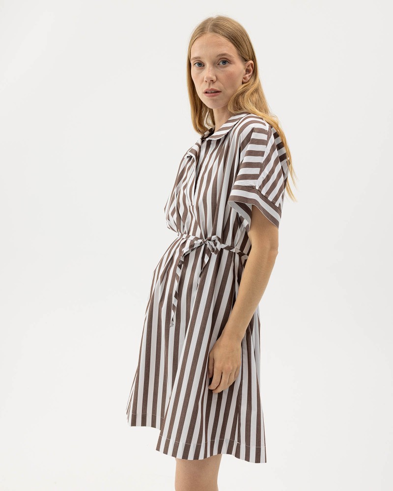Marie Tunic Dress Dark Brown/White