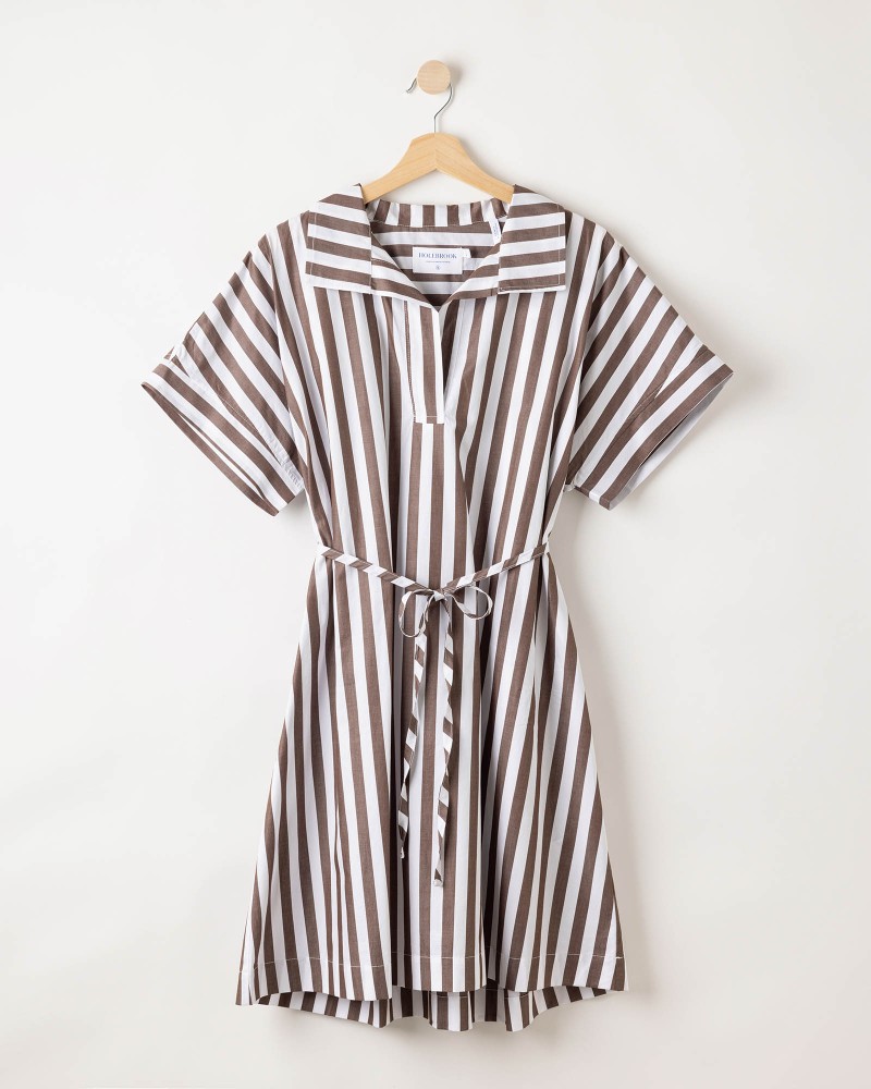 Marie Tunic Dress Dark Brown/White
