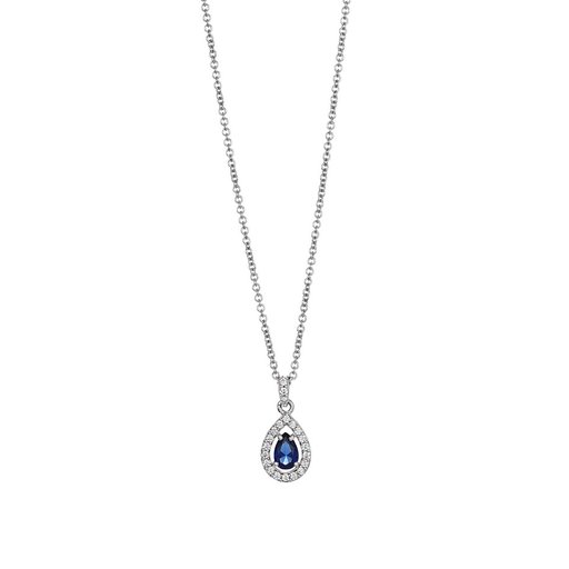 Halsband i äkta silver med syntetisk safir