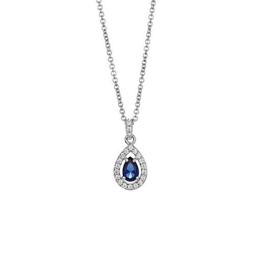Halsband i äkta silver med syntetisk safir