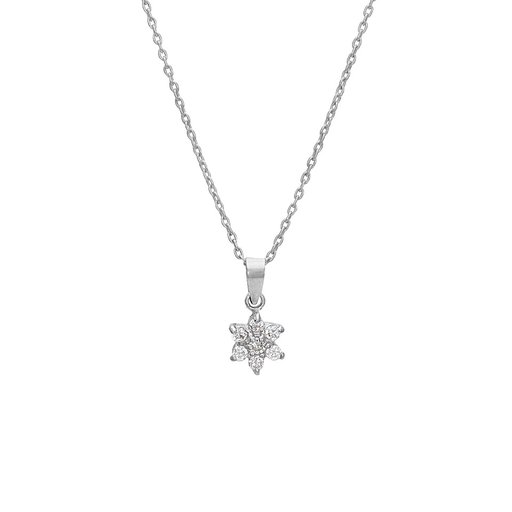 Halsband i äkta silver blomma med kubisk zirkonia