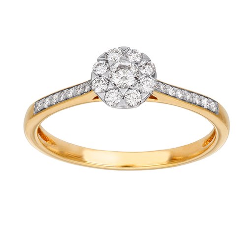 Diamantring i 18K guld - Blomma