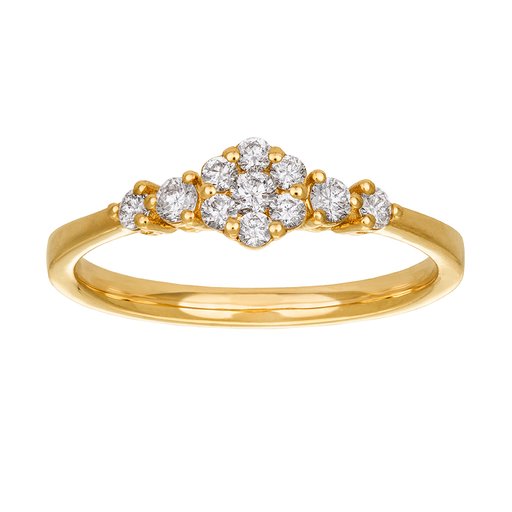 Diamantring 18K guld med sidostenar