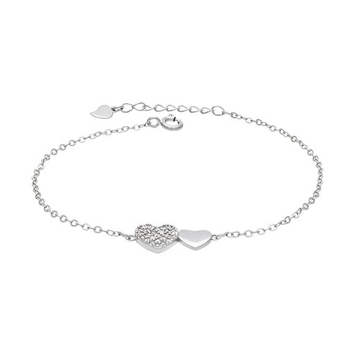 Armband i äkta silver med hjärtan