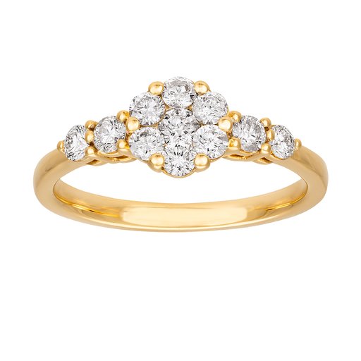 Diamantring i 18K guld med sidostenar