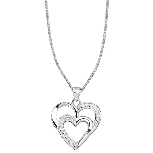 Halsband i äkta silver med dubbelt hjärta