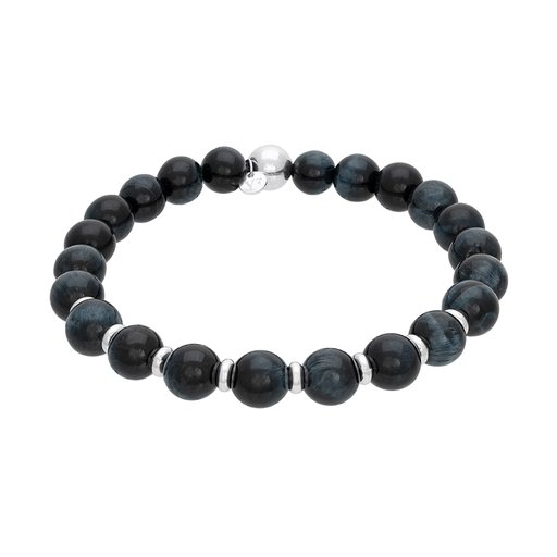 Armband i äkta silver med blå tigeröga 20 cm