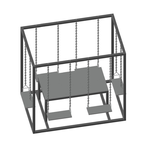 Pergola gunga m. bord 6p. 2200x1400x2100 cm Silver