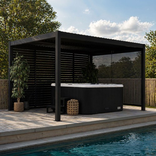 Pergola Tylösand 3x4m Lamelltak RAL7021 (Svartgrå)