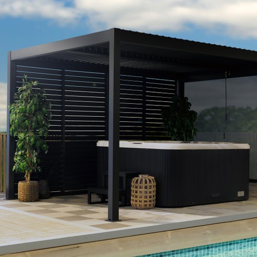 Pergola Tylösand 3x4m Lamelltak RAL7021 (Svartgrå)