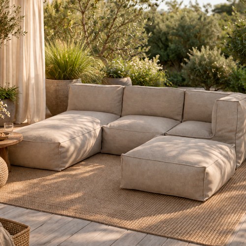 Visby Soffa Hörn Olefin 95x95x80cm Gråbeige