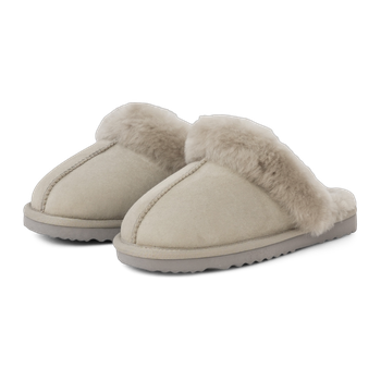 Hausschuhe aus Schaffell zum Hineinschlüpfen Grau