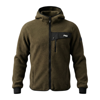 Men's Pile jacket with hood Dark Green
