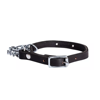 Hundhalsband Läder Halvstryp - Ställbar Brun