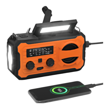 Nödradio 4000 mAh – AM/FM, Solcell, Vev & Powerbank