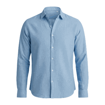 Långärmad linneskjorta – linne & bomull, regular fit Ljusblå
