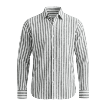 Gestreiftes Leinenhemd – Regular Fit Grün