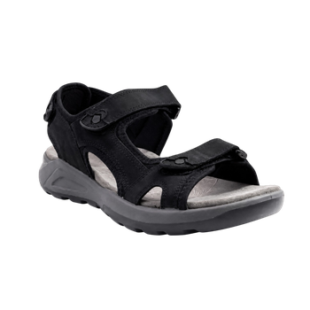 Leather Sandal with Velcro Straps Black