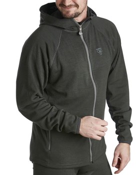 Base Layer, Hoodie with full zip, Termo Wool Original Dark Green