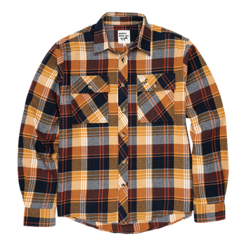 Men's robust flannel shirt Navy/Yellow