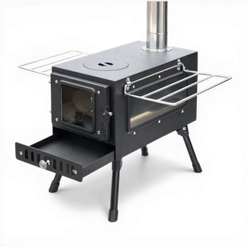 Portabel tältkamin med skorsten – vedkamin för camping & friluftsliv