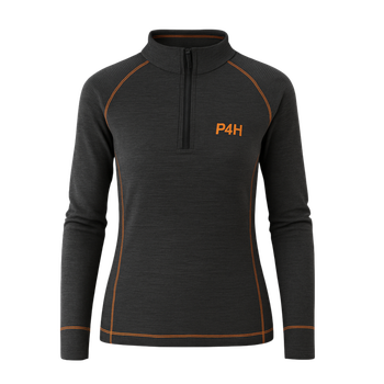 Underställströja 100% Merinoull med 1/2 Zip, P4H - Dam Grå