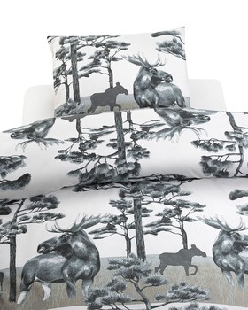 Bettwäsche-Set 2-teilig, Elch – Grau