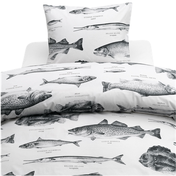 Bettwäsche-Set 2-teilig, Meeresfische – Schwarz/Weiß