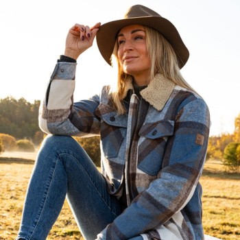 Gefütterte Flanelljacke – Damen Blau