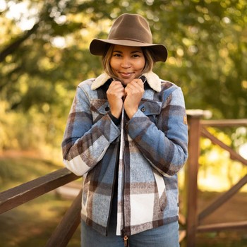 Gefütterte Flanelljacke – Damen Blau